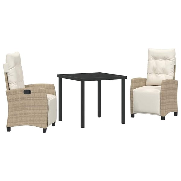 vidaXL Ensemble de salle à manger pour jardin 3 Pièces Beige polyrotin
