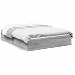 vidaXL Cadre de lit avec tiroirs sans matelas sonoma gris 135x190 cm