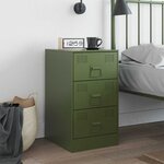 vidaXL Table de chevet vert olive 34 5x39x62 cm acier