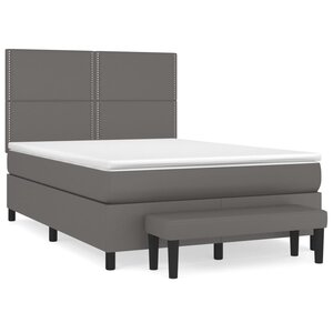 vidaXL Sommier à lattes de lit avec matelas Gris 140x200 cm Similicuir