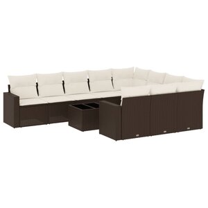 vidaXL Salon de jardin et coussins 11 Pièces marron résine tressée