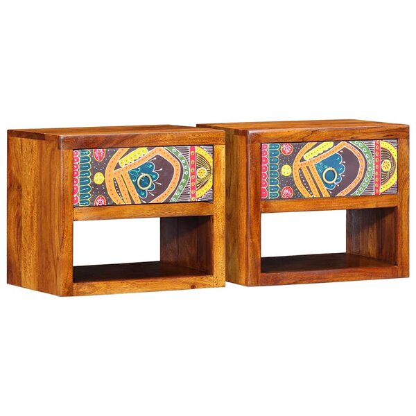 vidaXL Cabinet de chevet avec tiroir 2 Pièces Marron 40 x 35 x 35 cm