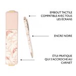 Stylo Tactile avec Etui Office Chic - Plusieurs Motifs - Fleurs Taupe - Draeger