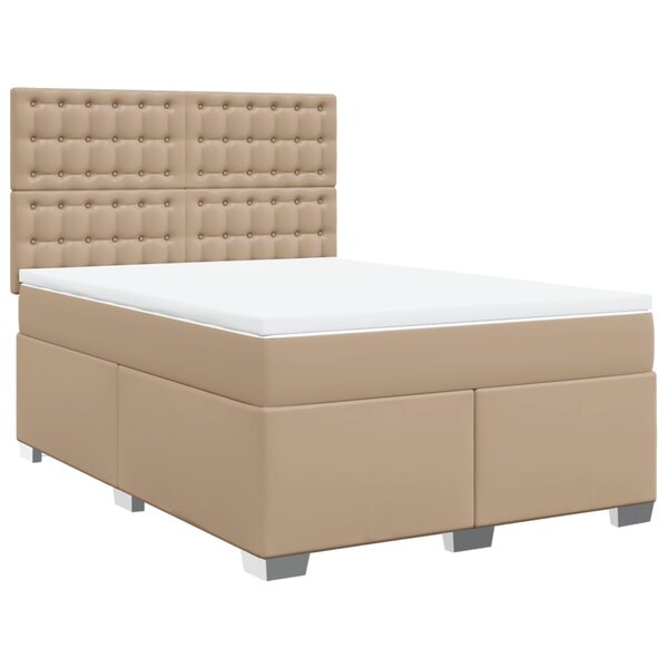 vidaXL Sommier à lattes de lit avec matelas Cappuccino 140x190 cm