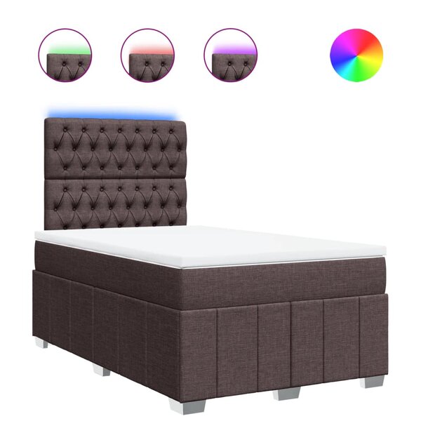 vidaXL Sommier à lattes de lit et matelas marron foncé 120x190cm tissu