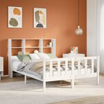 vidaXL Lit bibliothèque sans matelas blanc 160x200 cm bois pin massif