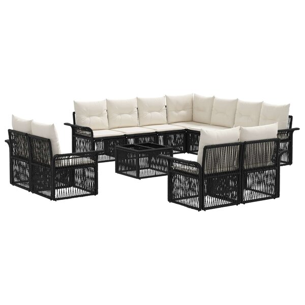 vidaXL Ensemble de canapé de jardin 12 pc Noir et blanc crème