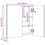 vidaXL Armoire de salle de bain à miroir LED Gris béton 62x14x60 cm