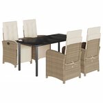 vidaXL Ensemble à manger de jardin avec coussins 5Pièces Beige poly rotin