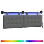 vidaXL Tête de lit suspendue Avec lumière LED Gris foncé Tissu
