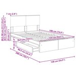 vidaXL Lit de Rangement Noir 135 x 190 cm Bois d'ingénierie