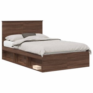 vidaXL Cadre de lit Chêne brun 120 x 200 cm Bois de pin massif
