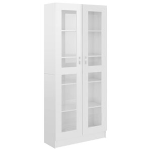 vidaXL Armoire à vitrine Blanc brillant Bois d’ingénierie