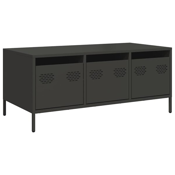 vidaXL Table basse noir 101 5x50x43 5 cm acier laminé à froid