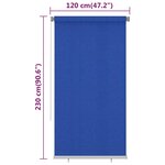 vidaXL Store roulant d'extérieur 120x230 cm Bleu PEHD