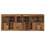vidaXL Buffet avec lumières LED Bois ancien 181.5x37x67 cm Bois reconstitué