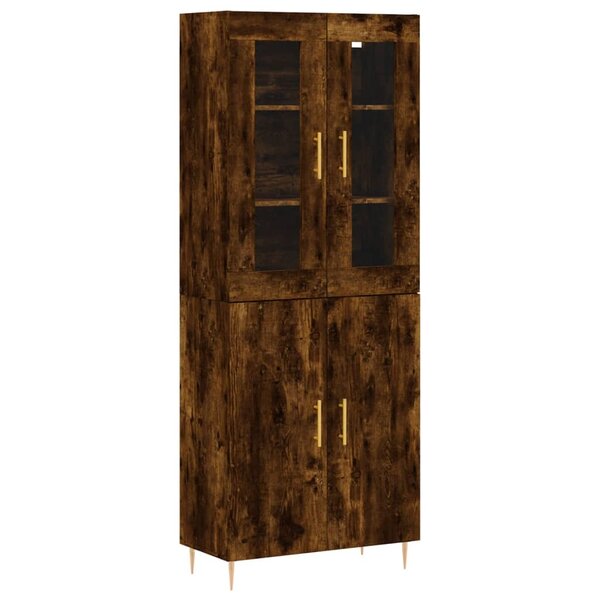 vidaXL Buffet haut Chêne fumé 69 5x34x180 cm Bois d'ingénierie