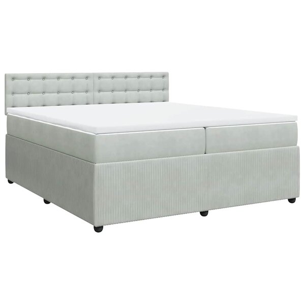 vidaXL Sommier à lattes de lit et matelas Gris clair 200x200cm Velours