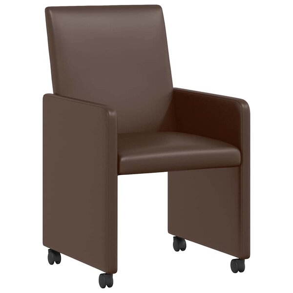 vidaXL Chaises de Salle à Manger avec Roues 2 pc Faux cuir Marron
