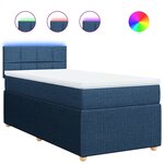 vidaXL Sommier à lattes de lit avec matelas Bleu 90x200 cm Tissu