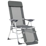 vidaXL Chaises de camping pliantes et repose-pied 2 Pièces gris textilène