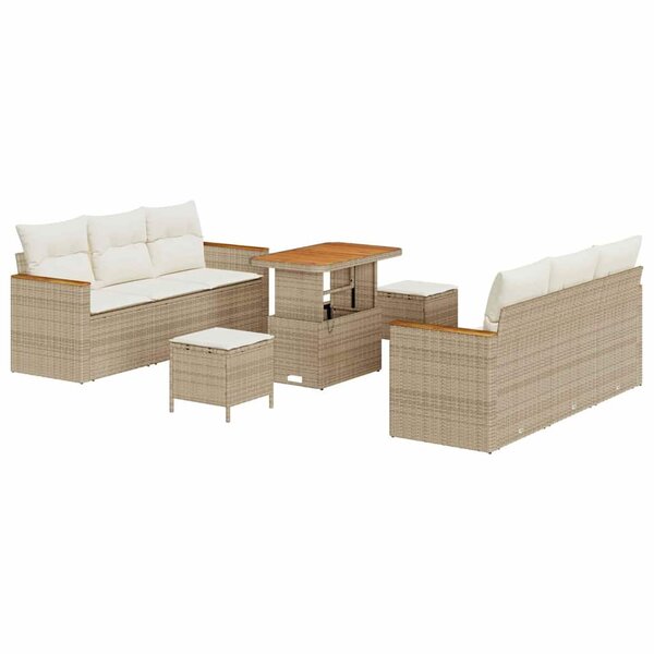 vidaXL Ensemble de canapé de jardin 9 Pièces Beige Poly rotin