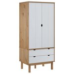 vidaXL Garde-robe OTTA Marron et blanc 76 5x53x172 cm Bois massif pin