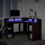 vidaXL Bureau et lumières LED chêne marron bois d'ingénierie