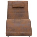 vidaXL Chaise longue avec oreiller marron Similicuir daim