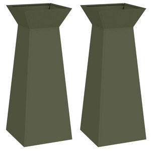 vidaXL Jardinière à pilier 2 Pièces Olive 40 x 40 x 100 cm