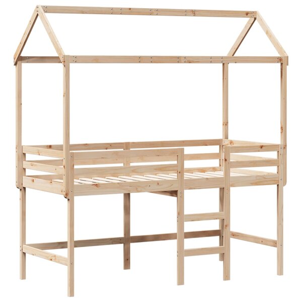 vidaXL Lit superposé et échelle et toit 90x200 cm bois de pin massif