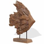 vidaXL Sculpture de poisson teck 40x12x57 cm