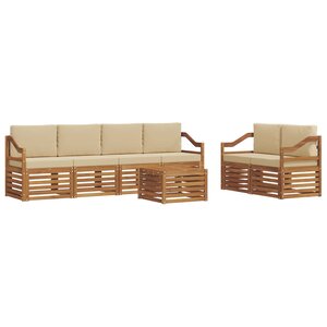 vidaXL Ensemble de canapés d'extérieur 7 pc Naturel et Beige