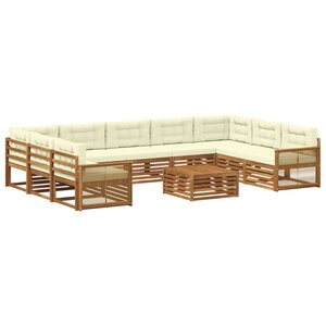 vidaXL Ensemble de canapés d'extérieur 10 pc Naturel et Crème