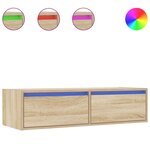 vidaXL Meuble TV avec lumières LED chêne sonoma 100X35 5x25 cm