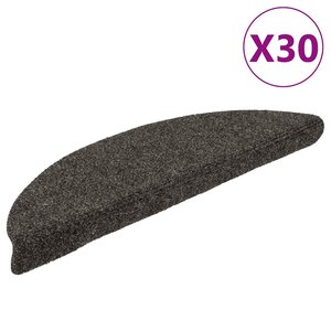 vidaXL Tapis d'escalier autocollants 30 pièces 56 x 17 x 3 cm Anthracite Demi-rond
