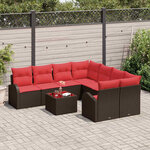 vidaXL Ensemble de Canapés 9 Pièces Marron et rouge Polyester