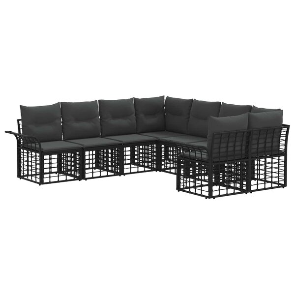 vidaXL Ensemble de canapés d'extérieur 8 Pièces Noir et Gris foncé