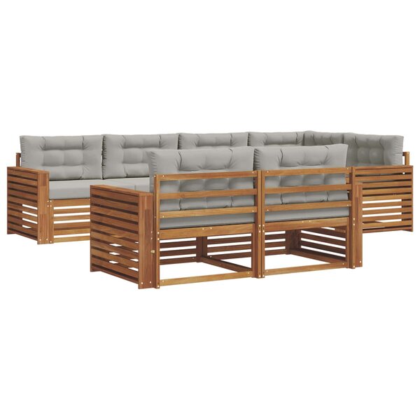 vidaXL Ensemble de canapés d'extérieur 7 pc Gris Naturel et Clair