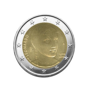 2 euros commémorative Italie 2019 - Léonard de Vinci.