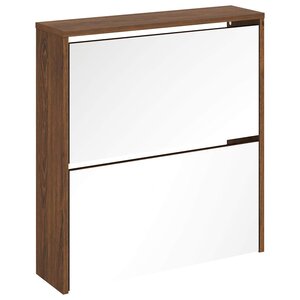vidaXL Armoire à chaussures miroir à 2 niveaux Chêne marron 63x17x67cm