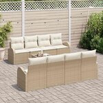 vidaXL Ensemble de canapé de jardin avec coussin 9 Pièces Beige et crème