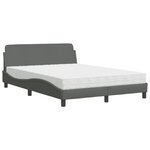 vidaXL Lit avec matelas Dover gris foncé 140x190 cm tissu