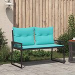 vidaXL Banc extérieur avec coussin 4 Pièces Noir et turquoise polyrotin