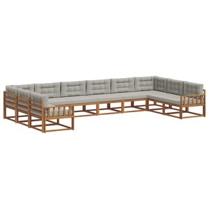 vidaXL Ensemble de canapés d'extérieur 10 Pièces Gris Naturel et Clair