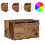 Table de chevet vidaXL avec éclairage LED monté au mur en bois ancien 50x36x30 cm