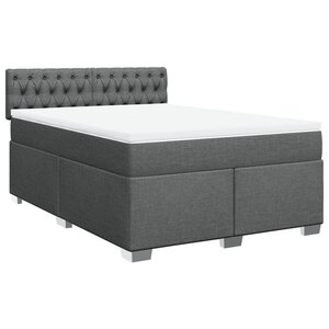 vidaXL Sommier à lattes de lit avec matelas Gris foncé 140x190cm Tissu