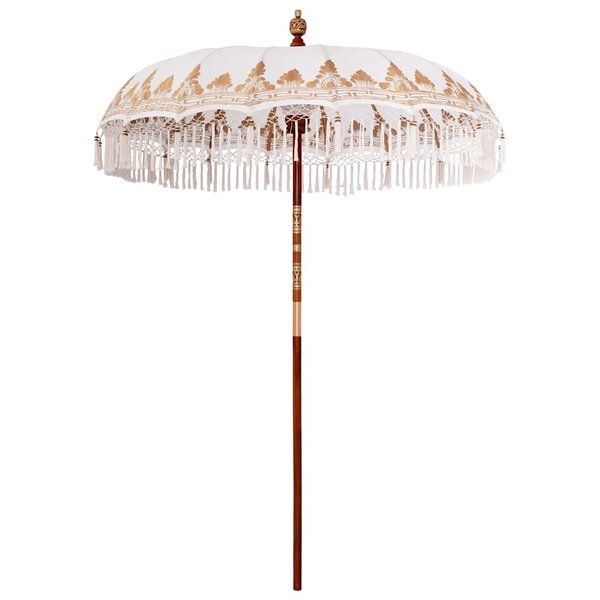 vidaXL Parasol Crème x 250 cm Coton et bois massif