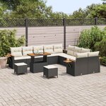 vidaXL Ensemble de canapé de jardin 13 Pièces Noir polyrotin