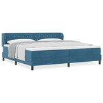 Lit à ressorts avec matelas vidaXL bleu foncé 200x200 cm en velours